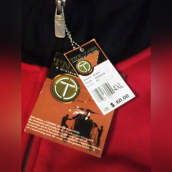 Tank Jeans Full Zip Graphic Fleece Track Jacket Coat Men's 4XL Red NWT - Picture 11 of 13